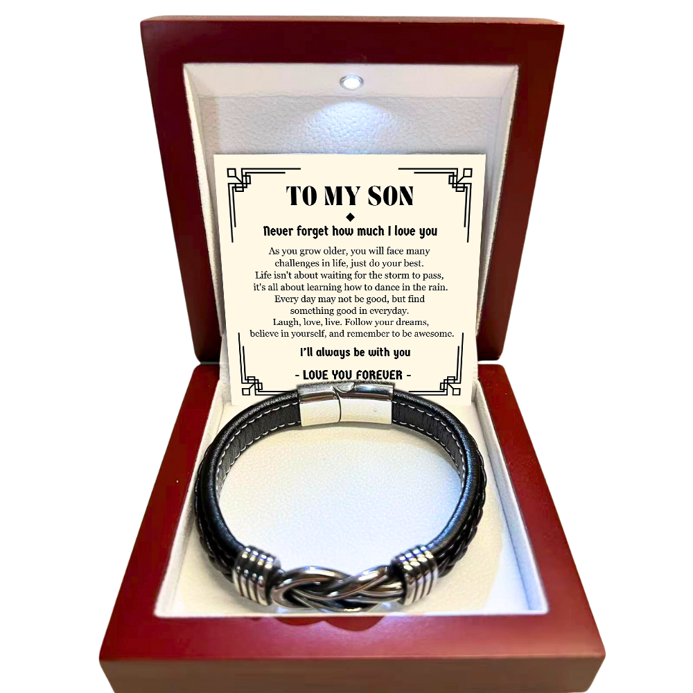 To My Son - Forever Linked Bracelet - Never Forget I Love You Message Card Gift