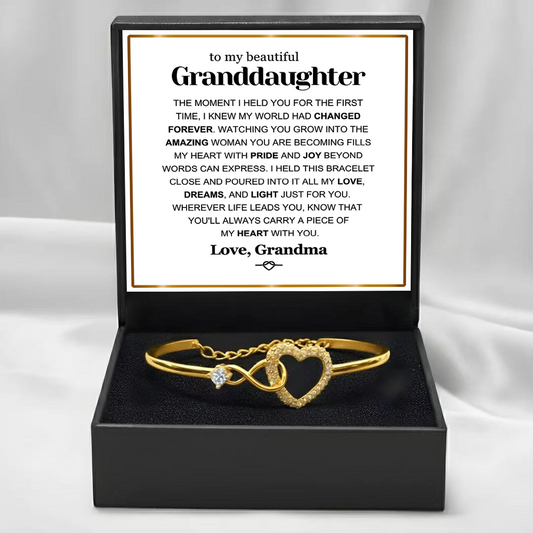To My Granddaughter - Infinity Heart Bracelet - Carry A Piece Of My Heart Gift