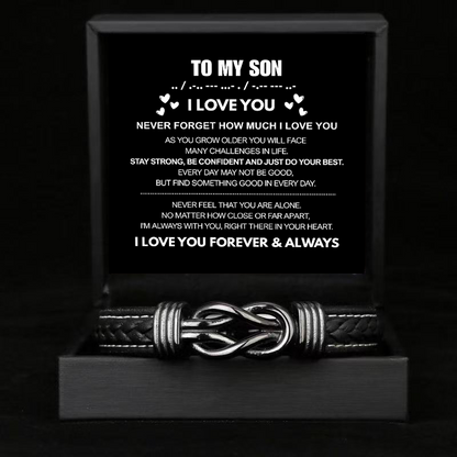 To My Son - Forever Linked Bracelet - Never Forget I Love You Message Card Gift