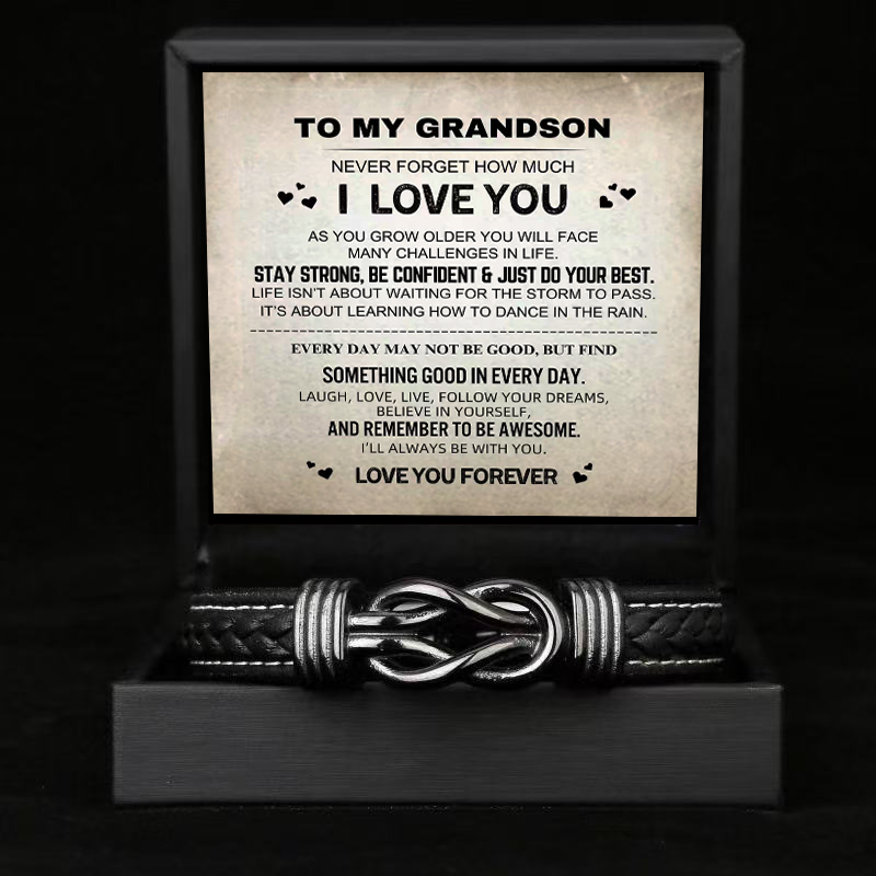 To My Grandson - Forever Linked Bracelet - Love You Forever Message Card Gift