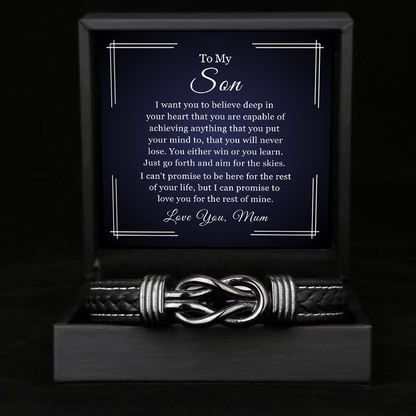 To My Son - Forever Linked Bracelet - You Will Never Lose Message Card Gift