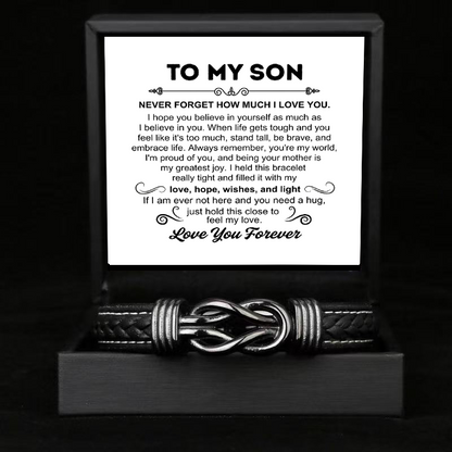 To My Son - Forever Linked Bracelet - Never Forget I Love You Message Card Gift