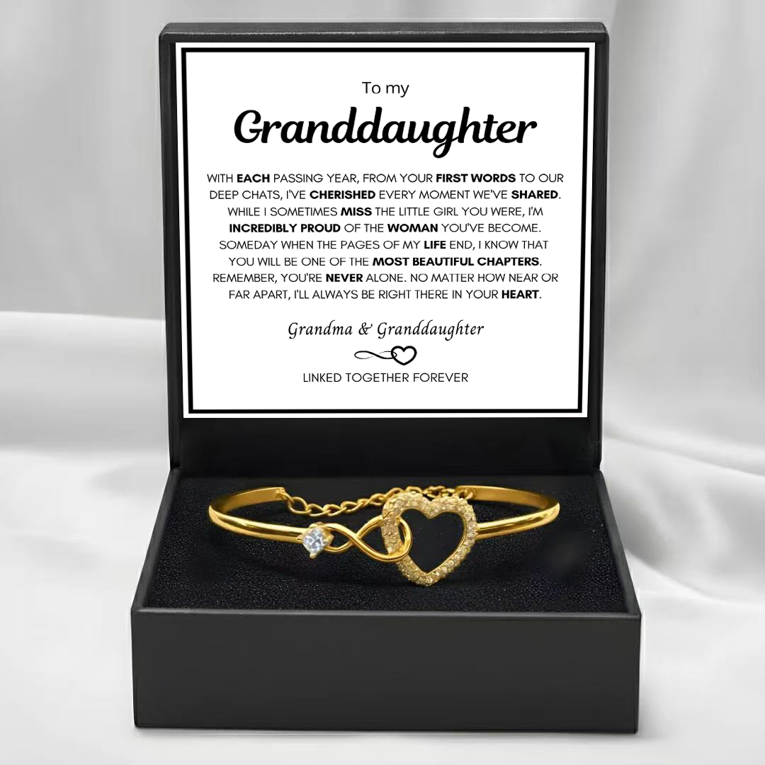 To My Granddaughter - Infinity Heart Bracelet - Always Right There In Your Heart Gift