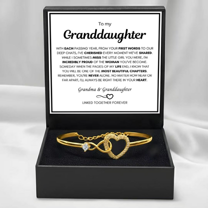 To My Granddaughter - Infinity Heart Bracelet - Always Right There In Your Heart Gift