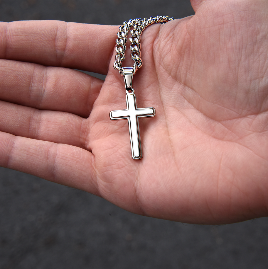 To My Grandson - Cuban Link Cross Necklace - I Love You Always & Forever
