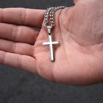 To My Grandson - Cuban Link Cross Necklace - I Love You Always & Forever