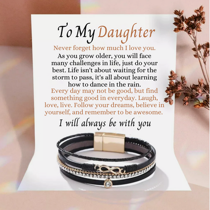 To My Daughter - Layered Bracelet - Remember to Be Awesome