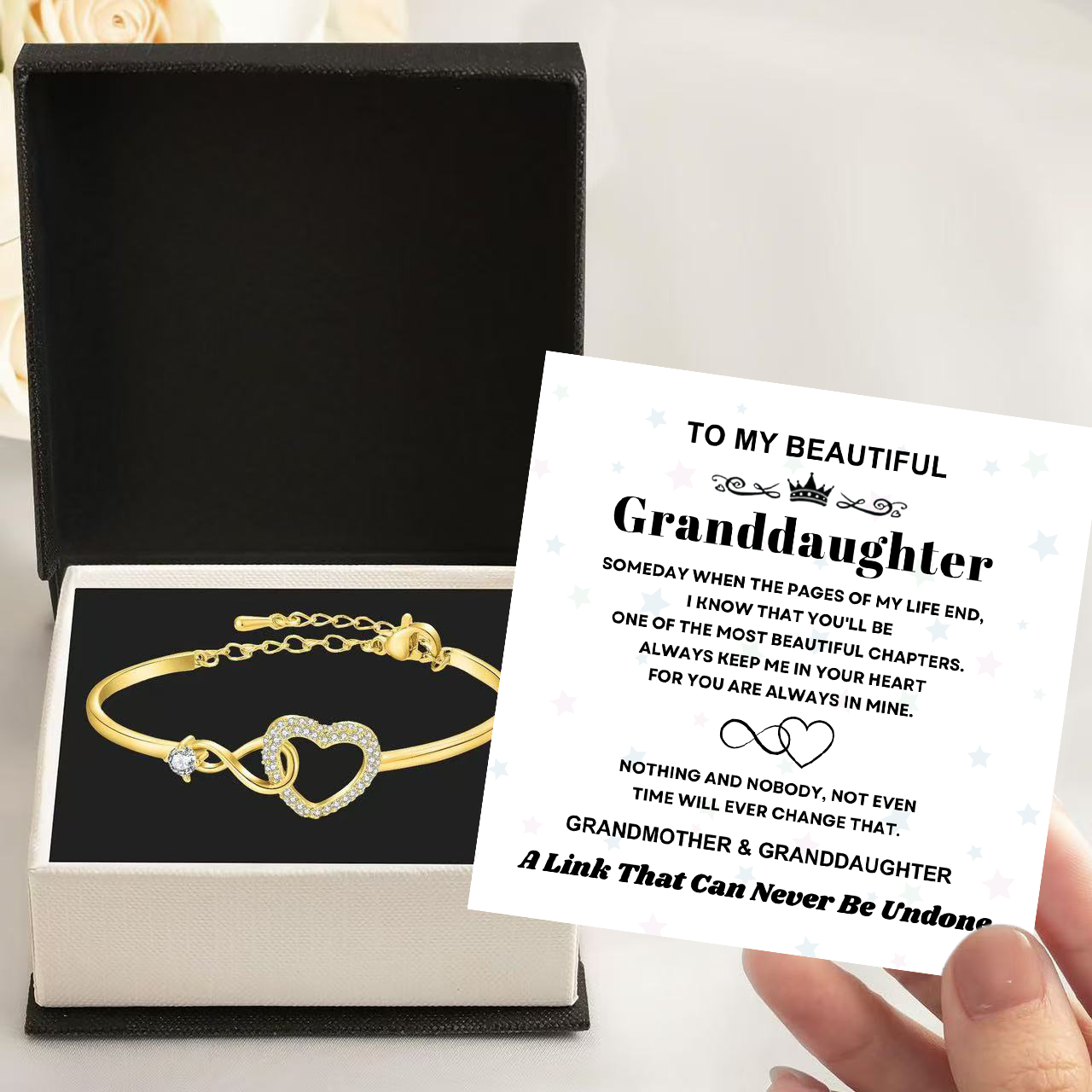 To My Granddaughter - Infinity Heart Bracelet - Linked Together Gift