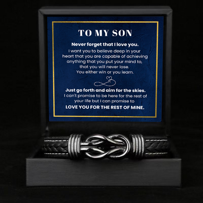 To My Son - Forever Linked Bracelet - Never Forget I Love You Message Card Gift