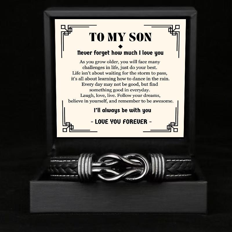 To My Son - Forever Linked Bracelet - Never Forget I Love You Message Card Gift