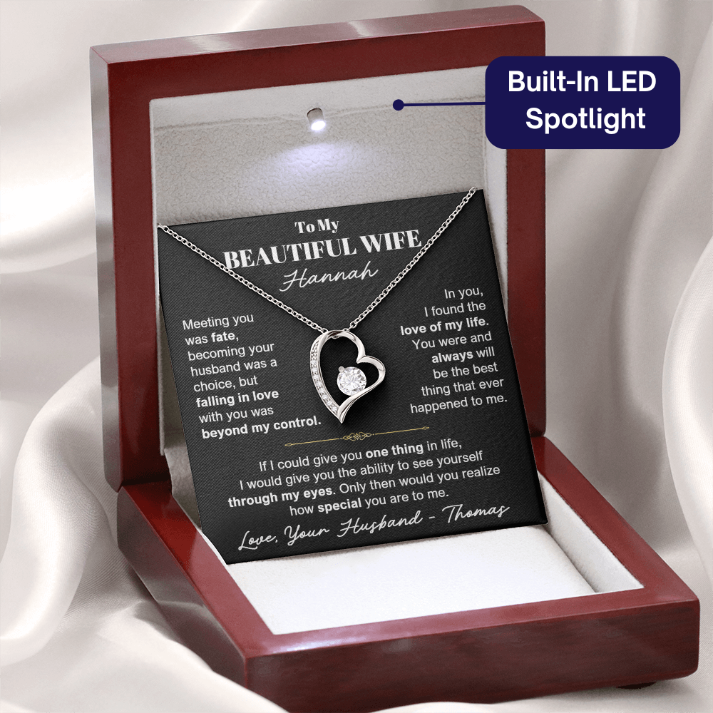 To My Wife - Love Heart Necklace - Personalizable Gift Set from Husband