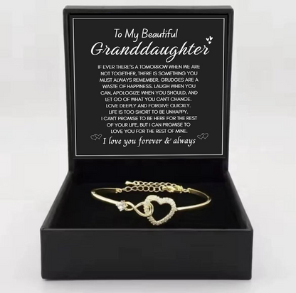 To My Granddaughter  - Infinity Heart Bracelet - I Love You Forever & Always