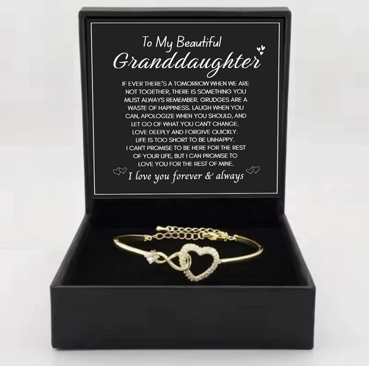 To My Granddaughter  - Infinity Heart Bracelet - I Love You Forever & Always
