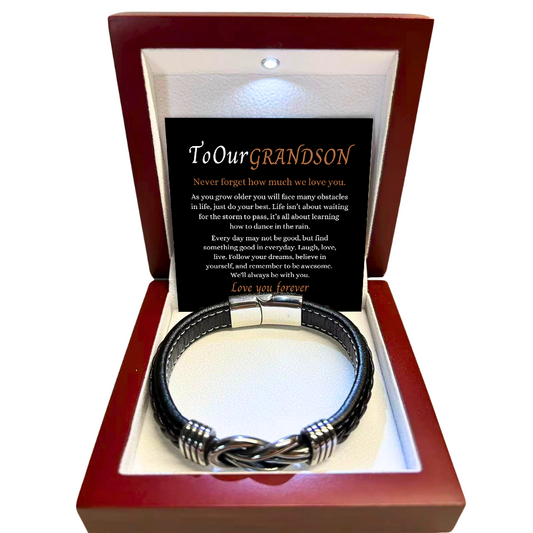 To My Grandson - Forever Linked Bracelet - Never Forget I Love You Message Card Gift
