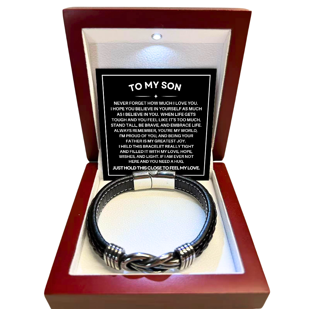 To My Son - Forever Linked Bracelet - Never Forget I Love You Message Card Gift