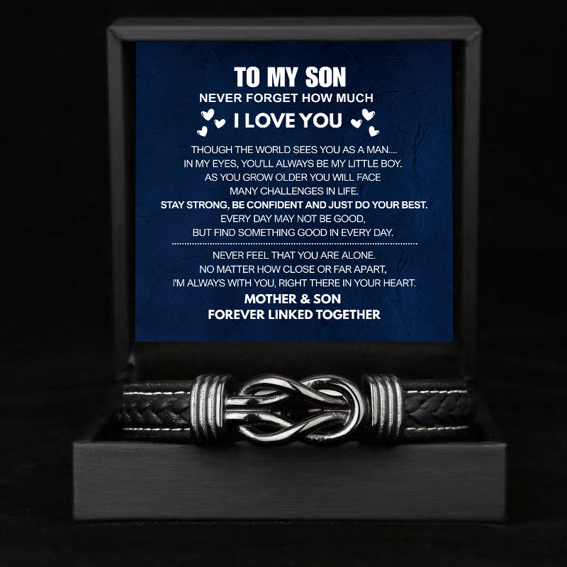 To My Son - Linked Bracelet - Right There In Your Heart Message Card Gift