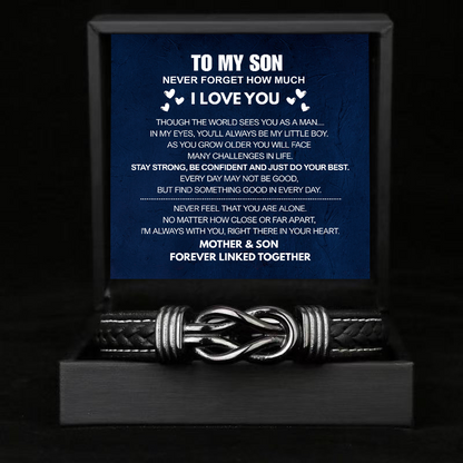 To My Son - Linked Bracelet - Right There In Your Heart Message Card Gift
