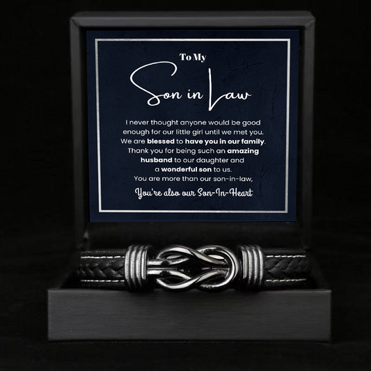 To My Son in Law - Forever Linked Bracelet - Always My Son in Heart Message Card Gift