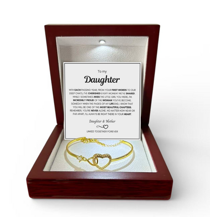 To My Daughter - Infinity Heart Bracelet - Forever Linked Together Message Card Gift