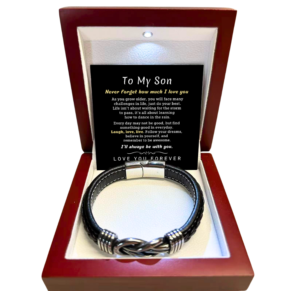 To My Son - Forever Linked Bracelet - Never Forget I Love You Message Card Gift