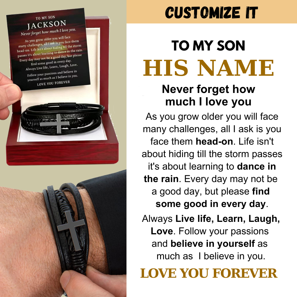 Believe In Yourself - Cross Bracelet Gift for Son