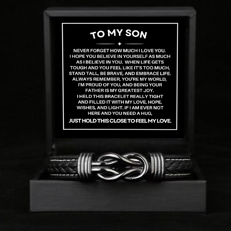To My Son - Forever Linked Bracelet - Never Forget I Love You Message Card Gift