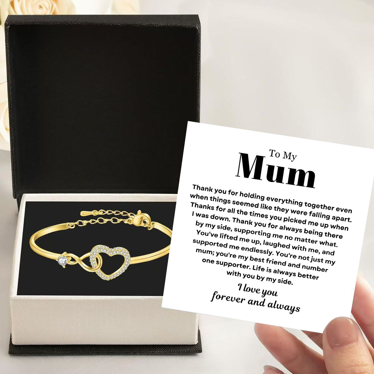 To My Mum - Infinity Heart Bracelet - Life Is Better With You Gift