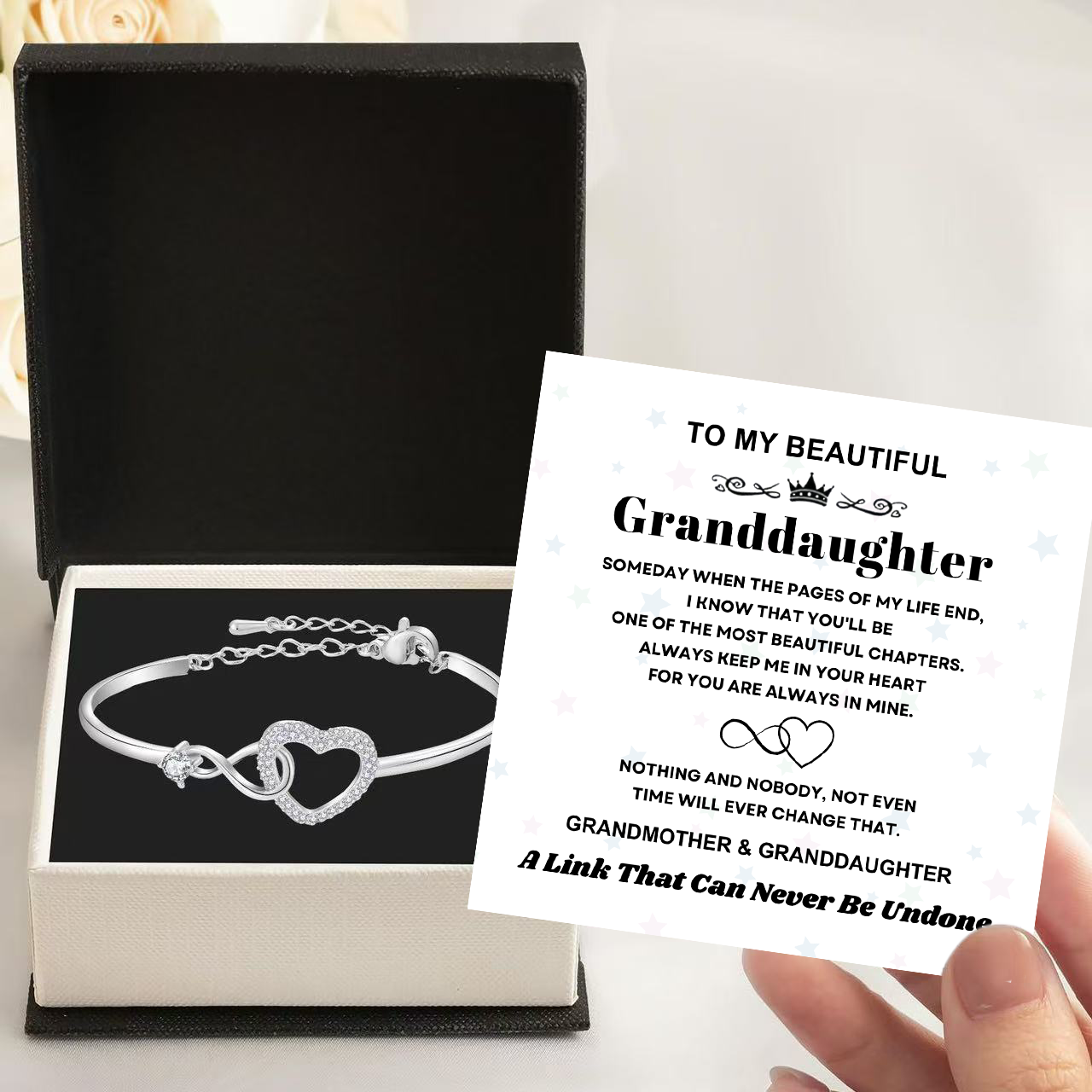 To My Granddaughter - Infinity Heart Bracelet - Linked Together Gift