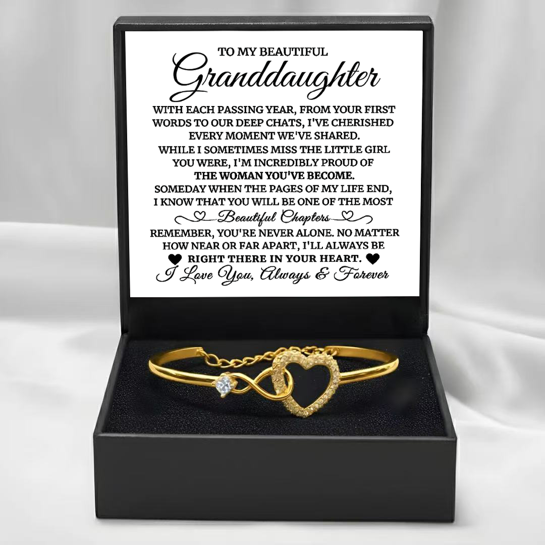 To My Granddaughter - Infinity Heart Bracelet - Always Right There In Your Heart Gift