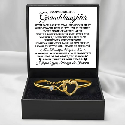 To My Granddaughter - Infinity Heart Bracelet - Always Right There In Your Heart Gift