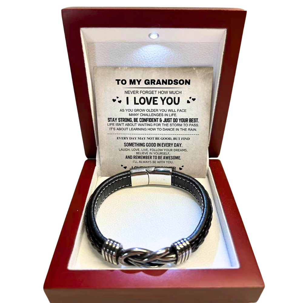 To My Grandson - Forever Linked Bracelet - Love You Forever Message Card Gift