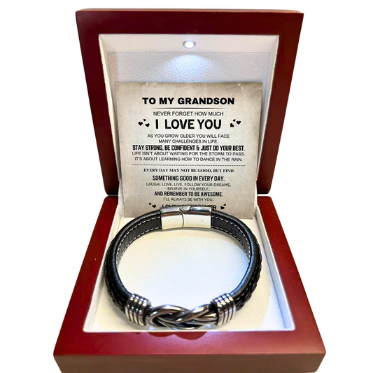 To My Grandson - Forever Linked Bracelet - Love You Forever Message Card Gift