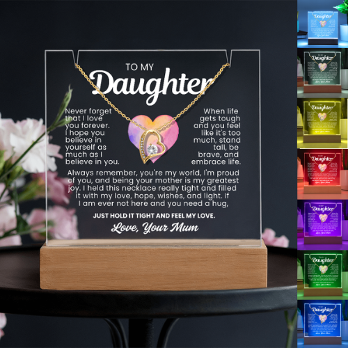 To My Daughter Necklace - Acrylic Plaque Nightlight LED Lamp Heartfelt Message gift