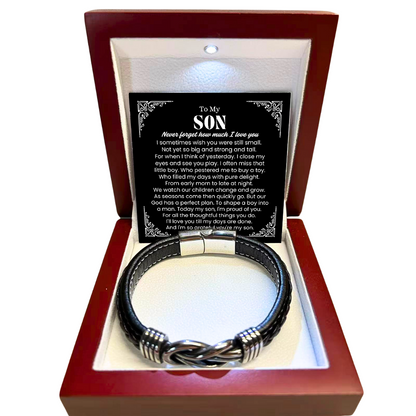 To My Son - Forever Linked Bracelet - Grateful You Are My Son Message Card Gift
