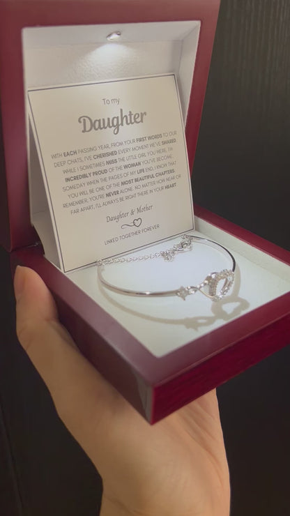 To My Daughter - Infinity Heart Bracelet - Forever Linked Together Message Card Gift