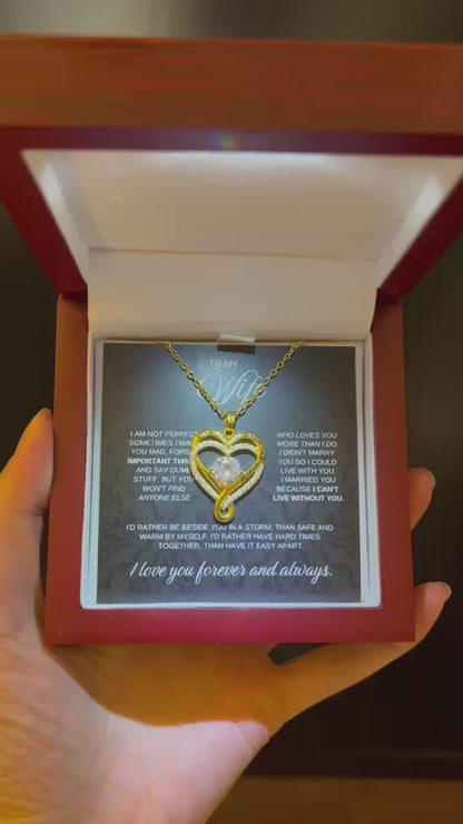 To My Wife - Double Hearts Necklace - Can't Live Without You Christmas Anniversary Valentine's Day Gift