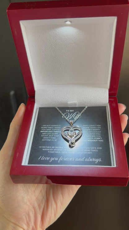 To My Wife - Double Hearts Necklace - Rather Beside You Christmas Anniversary Valentine's Day Gift