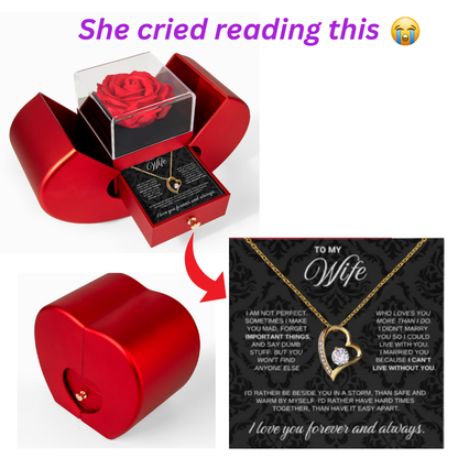 To My Wife Necklace - Love Heart Necklace - Eternal Rose Gift Box  - Rather Beside You