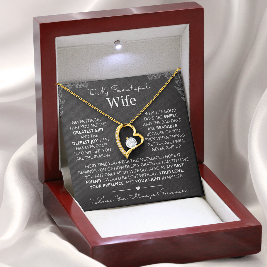 To My Wife - Love Heart Necklace - You Are the Greatest Gift