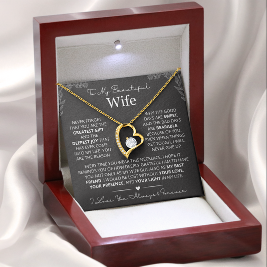 To My Wife - Love Heart Necklace - You Are the Greatest Gift