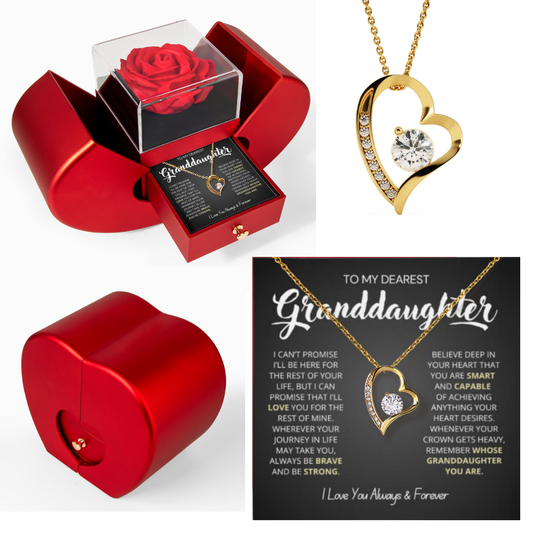 To My Granddaughter - Love Heart Necklace - Love You for the Rest of My Life Gift