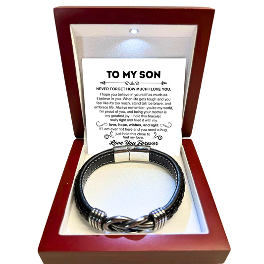 To My Son - Forever Linked Bracelet - Never Forget I Love You Message Card Gift