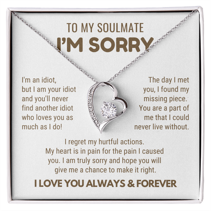 To My Soulmate - Love Heart Necklace - I Am Sorry