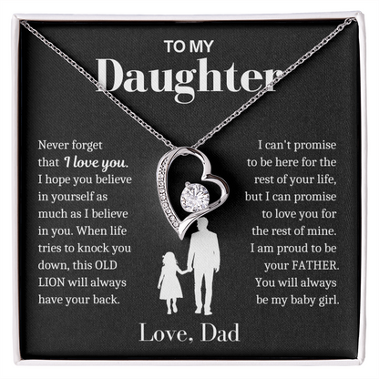 To My Daughter - Love Heart Necklace - Always Be My Baby Girl