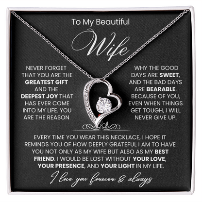 To My Wife - Love Heart Necklace - You Are the Greatest Gift