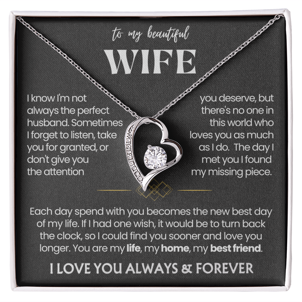 To My Wife - Love Heart Necklace - You Are My Life