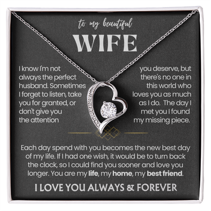 To My Wife - Love Heart Necklace - You Are My Life