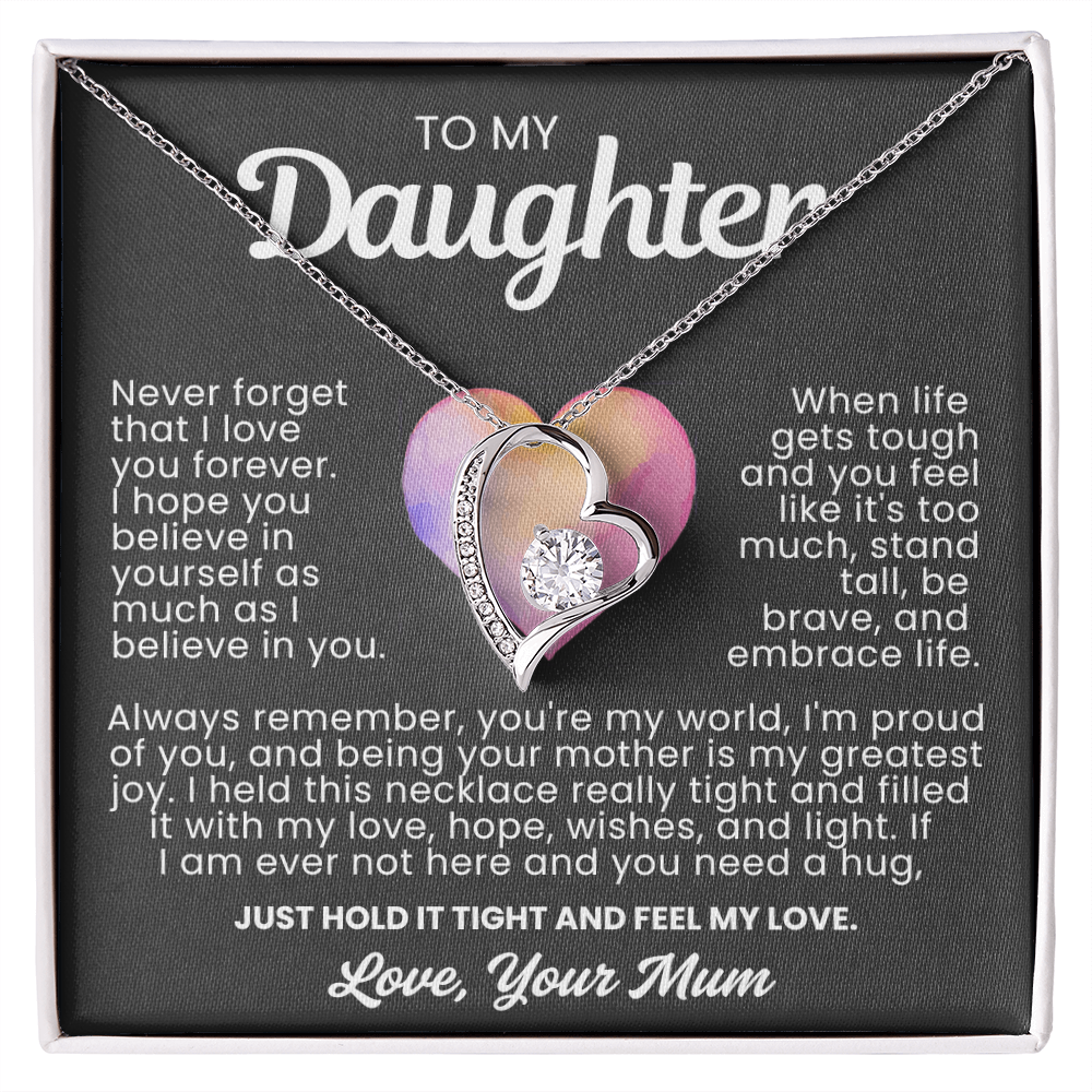 To My Daughter Necklace from Mum - Love Heart Necklace - You Are My World Gift