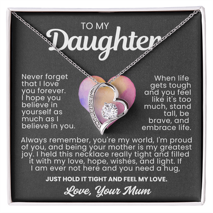 To My Daughter Necklace from Mum - Love Heart Necklace - You Are My World Gift