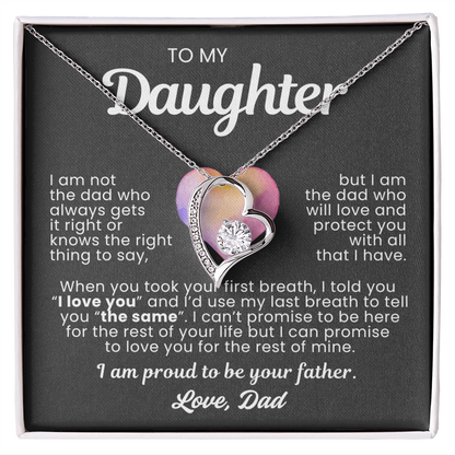 To My Daughter Necklace from Dad - Love Heart Necklace - Proud Father Message Card Gift